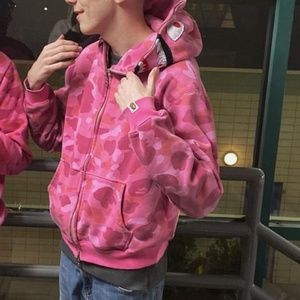 Pink bape hoodie